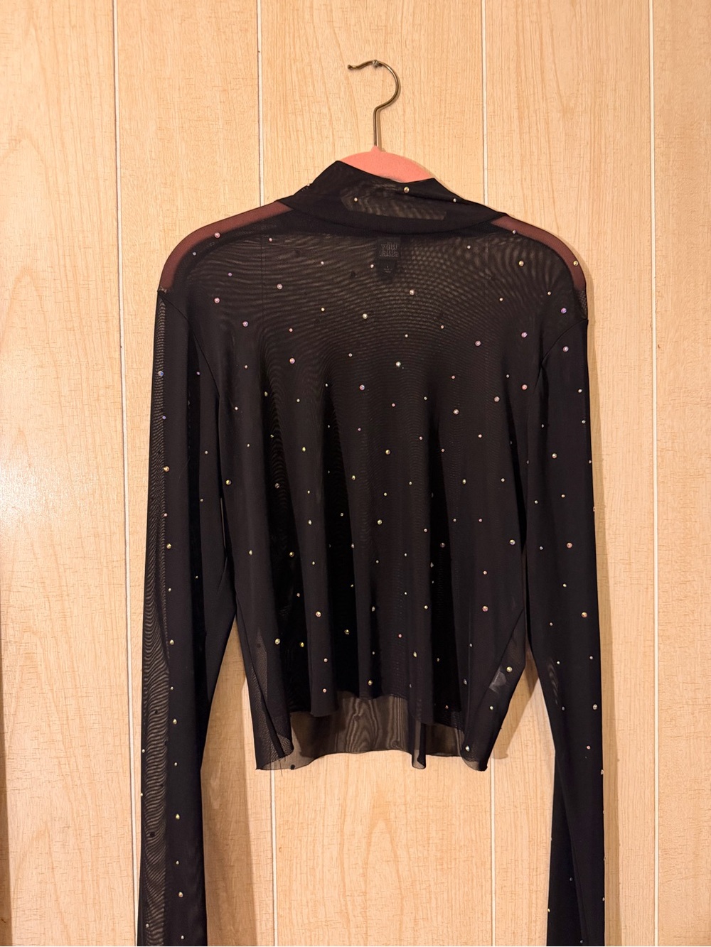 wild fable Black Sheer Long-Sleeve Top with Stud Accents